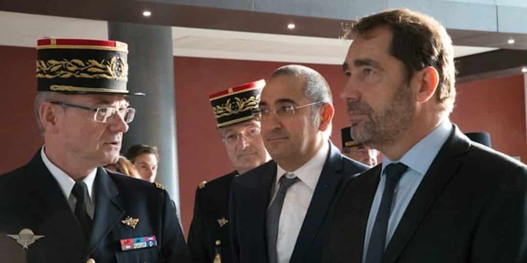 Laurent Nuñez, alors secrétaire d'Etat auprès du ministre de l'Intérieur Christophe Castaner lors d'une visite à la direction générale de la gendarmerie (Ph: M.GUYOT/ESSOR)