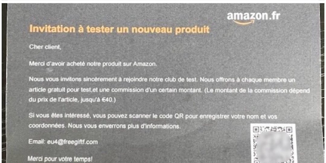 La gendarmerie met en garde contre de fausses offres de tests de produits Amazon