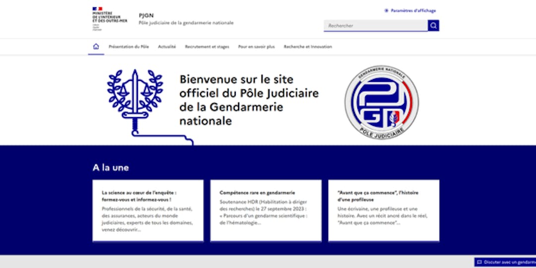 <i class='fa fa-lock' aria-hidden='true'></i> Le site internet du Pôle judiciaire de la Gendarmerie nationale fait peau neuve