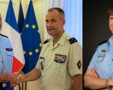 Passation au secrétariat général de la Garde nationale entre les généraux Gaspari, Poisbeau et Lejeune. (Photo: SGGN/Gendarmerie)