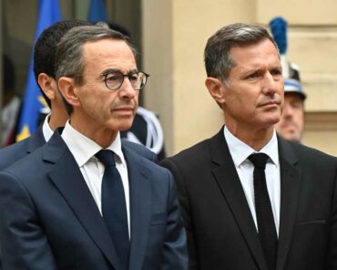 Le ministre de l'Intérieur Bruno Retailleau, lors de la cérémonie de passation des pouvoirs au ministère de l'Intérieur, lundi 23 septembre 2024. Derrière lui, Nicolas Daragon, ministre délégué chargé de la Sécurité du quotidien. (Photo: L.Picard/L'Essor)