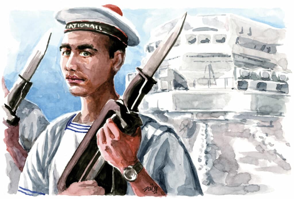 En mai 2006, un jeune homme placé en garde à vue à Rennes reconnaît, sur un avis de recherche placardé sur un mur du commissariat, l’homme que traquent les gendarmes. C’est un ancien marin de la Royale. (Illustration: ZZIIGG / L'Essor)