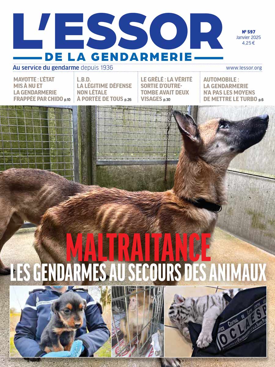 Une du numéro 597 de L'Essor de la Gendarmerie, paru en janvier 2025.