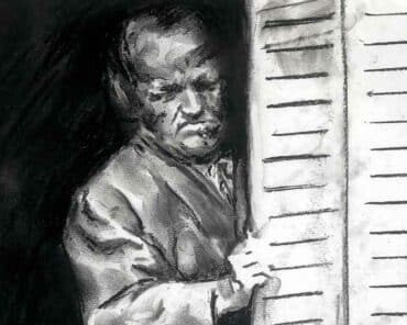 Paul Touvier, photographié à une fenêtre. (Illustration: Diamatita / L'Essor)