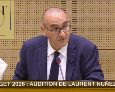 Le ministre de l'Intérieur Laurent Nuñez, le 12 novembre 2025 au Sénat lors de son audition par la commission des lois dans le cadre de l’examen du projet de loi de finances pour 2026. (Capture site Sénat)