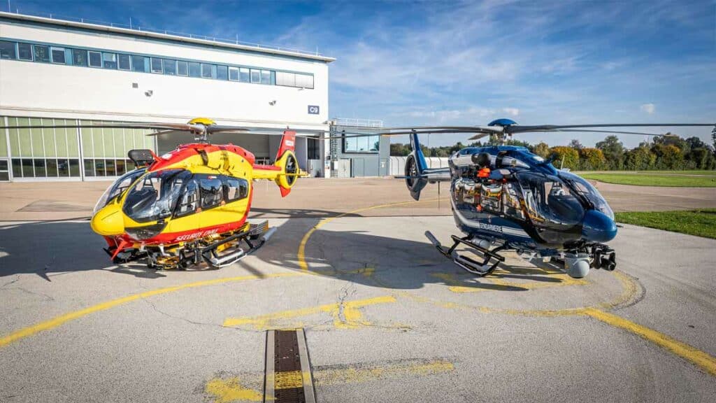 Les nouveaux hélicoptères H145 livrés par Airbus à la Sécurité civile et à la Gendarmerie nationale. (Photo: Airbus helicopters)