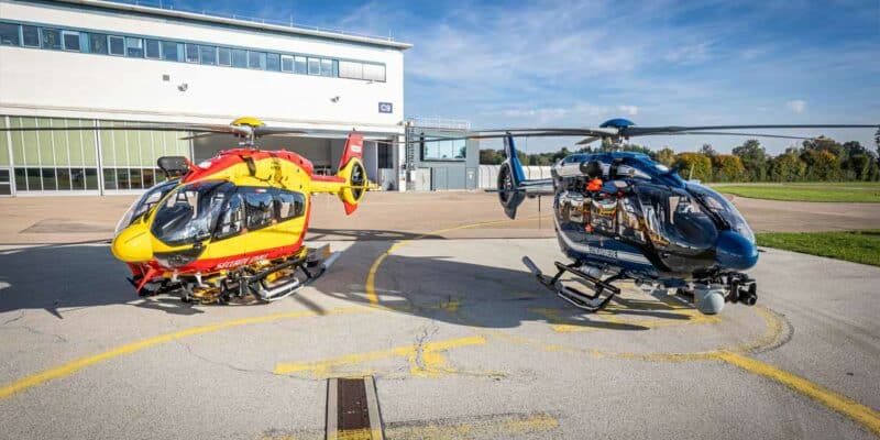 Les nouveaux hélicoptères H145 livrés par Airbus à la Sécurité civile et à la Gendarmerie nationale. (Photo: Airbus helicopters)