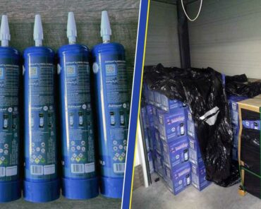 Les gendarmes de la compagnie d'Albertville (Savoie) ont mis la main sur plus de 6.300 bouteilles de protoxyde d'azote, qui alimentaient un trafic à destination des stations de ski locales, et notamment celle des Arcs. (Photos: Gendarmerie - Assemblage: L'Essor)