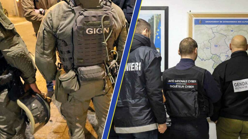 Les opérations ont nécessité le renfort du GIGN, aux côtés des enquêteurs français, suisses et italiens. (Photos: Gendarmerie - BCom RG PACA. Assemblage: L'Essor)