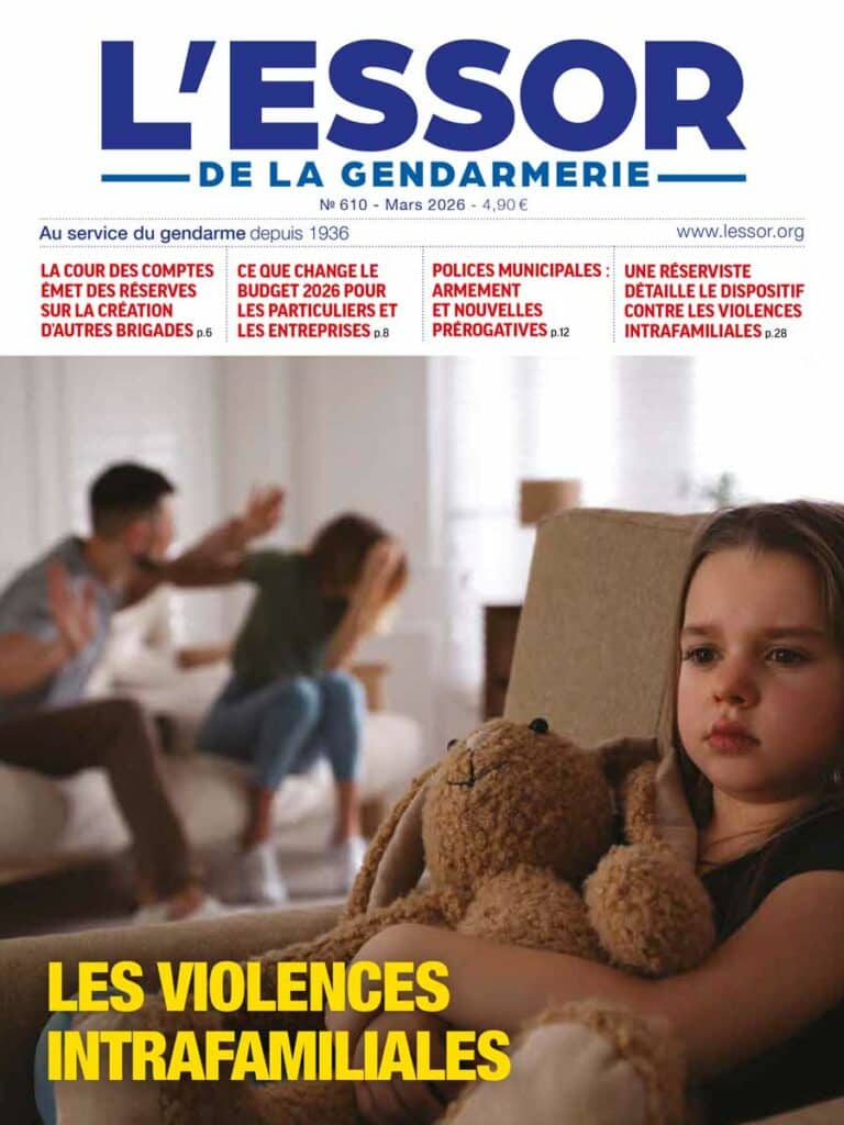 Une du numéro 610 du magazine L’Essor de la Gendarmerie, paru en mars 2026.