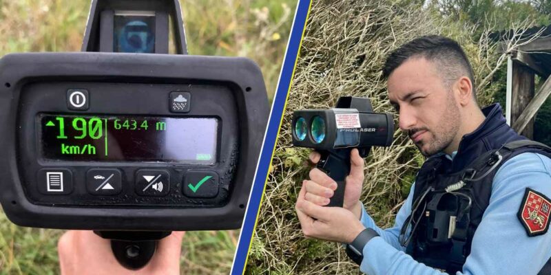 Déjà présent dans l'arsenal de radars portatifs des gendarmes, le ProLaser 4 a été choisi pour le renouvellement du parc de cinémomètres du ministère de l'Intérieur. (Photos d'illustration: Gendarmerie de Loire et du Lot-et-Garonne / Assemblage: L'Essor)