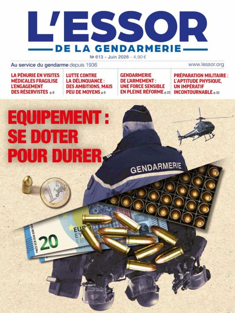 Une du numéro 613 du magazine L’Essor de la Gendarmerie, paru en juin 2026.